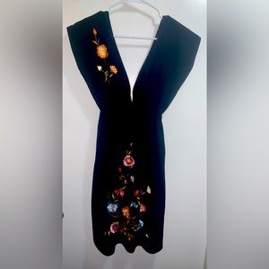 Black dress with floral embroidery